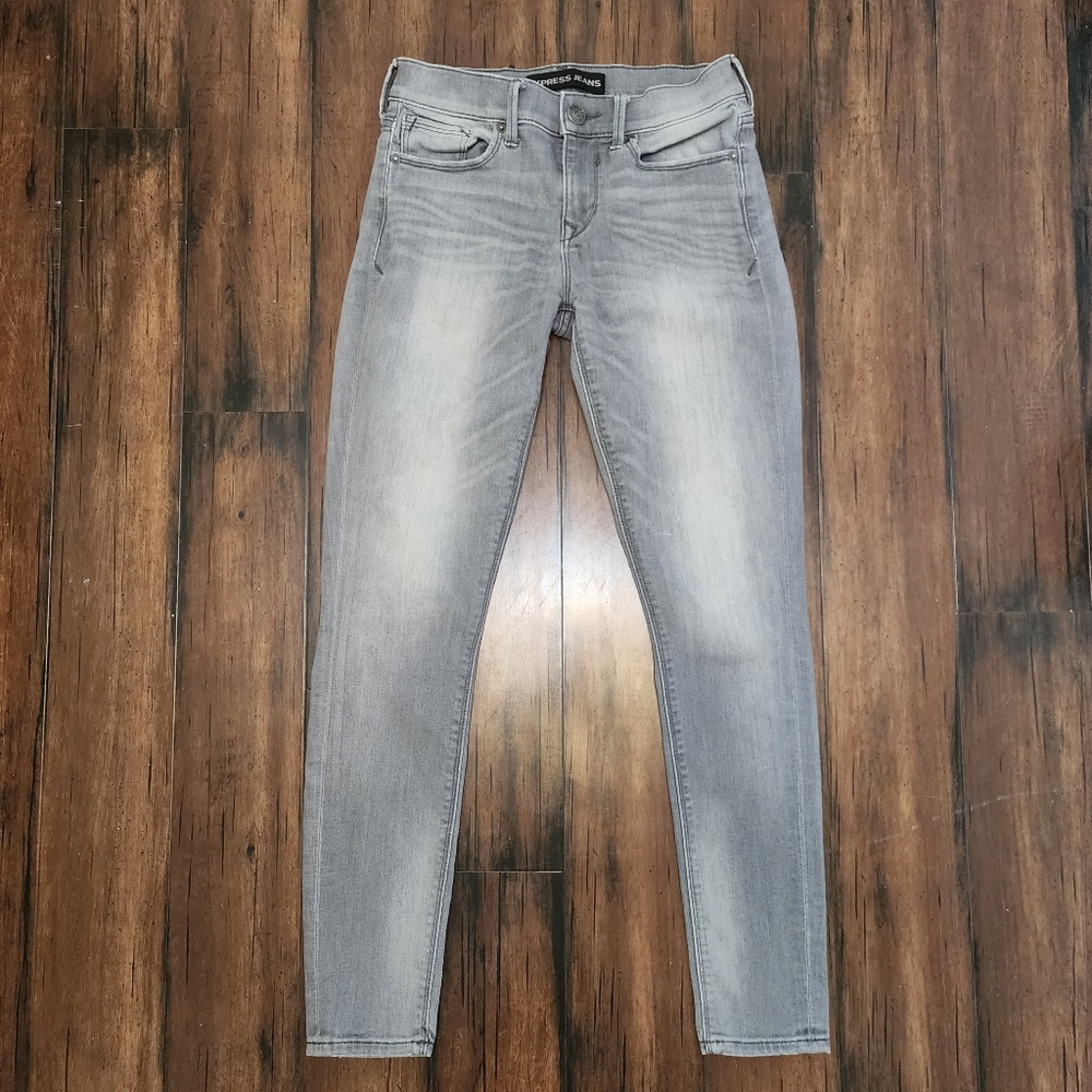 Express Gray Wash Skinny Jeans